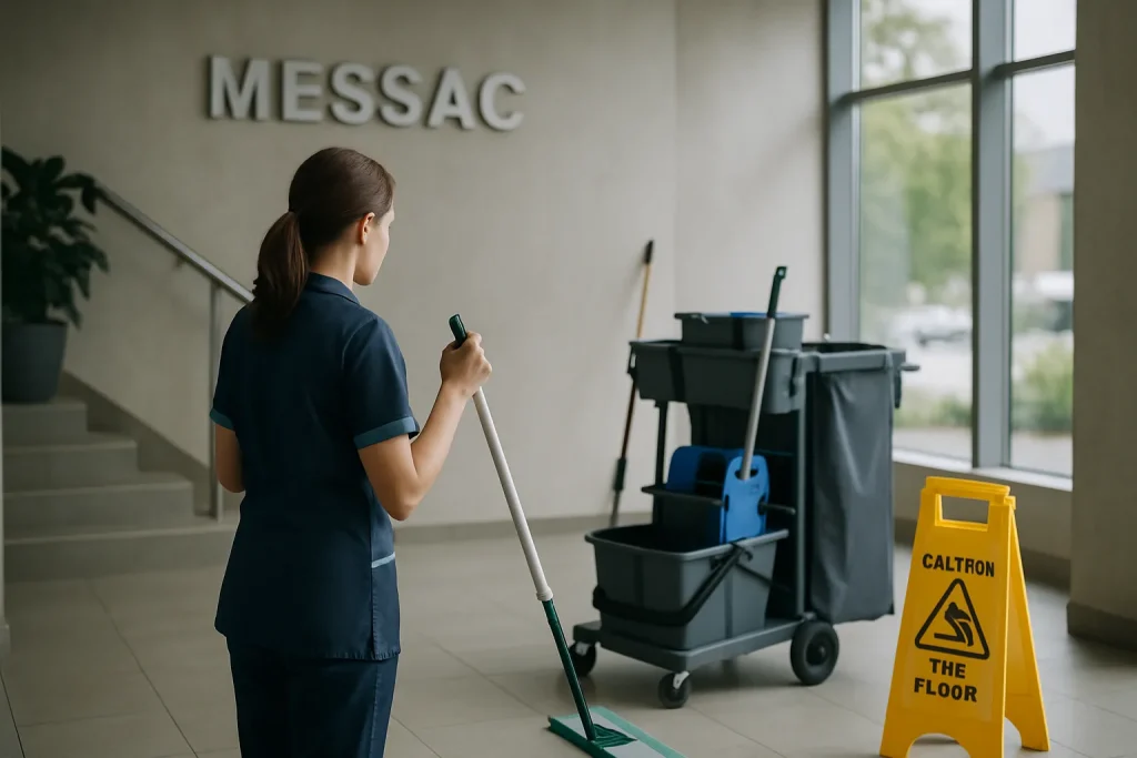 Professionnel du nettoyage s'attaquant à un appartement insalubre à MESSAC.
