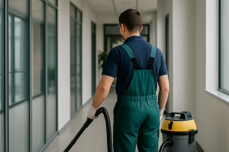 Professionnel du nettoyage s'occupant d'un appartement insalubre à JANZE.